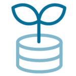 Icon representing grwoth (a plant seedling)