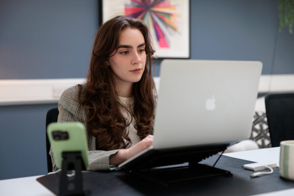 Woman in laptop in the office